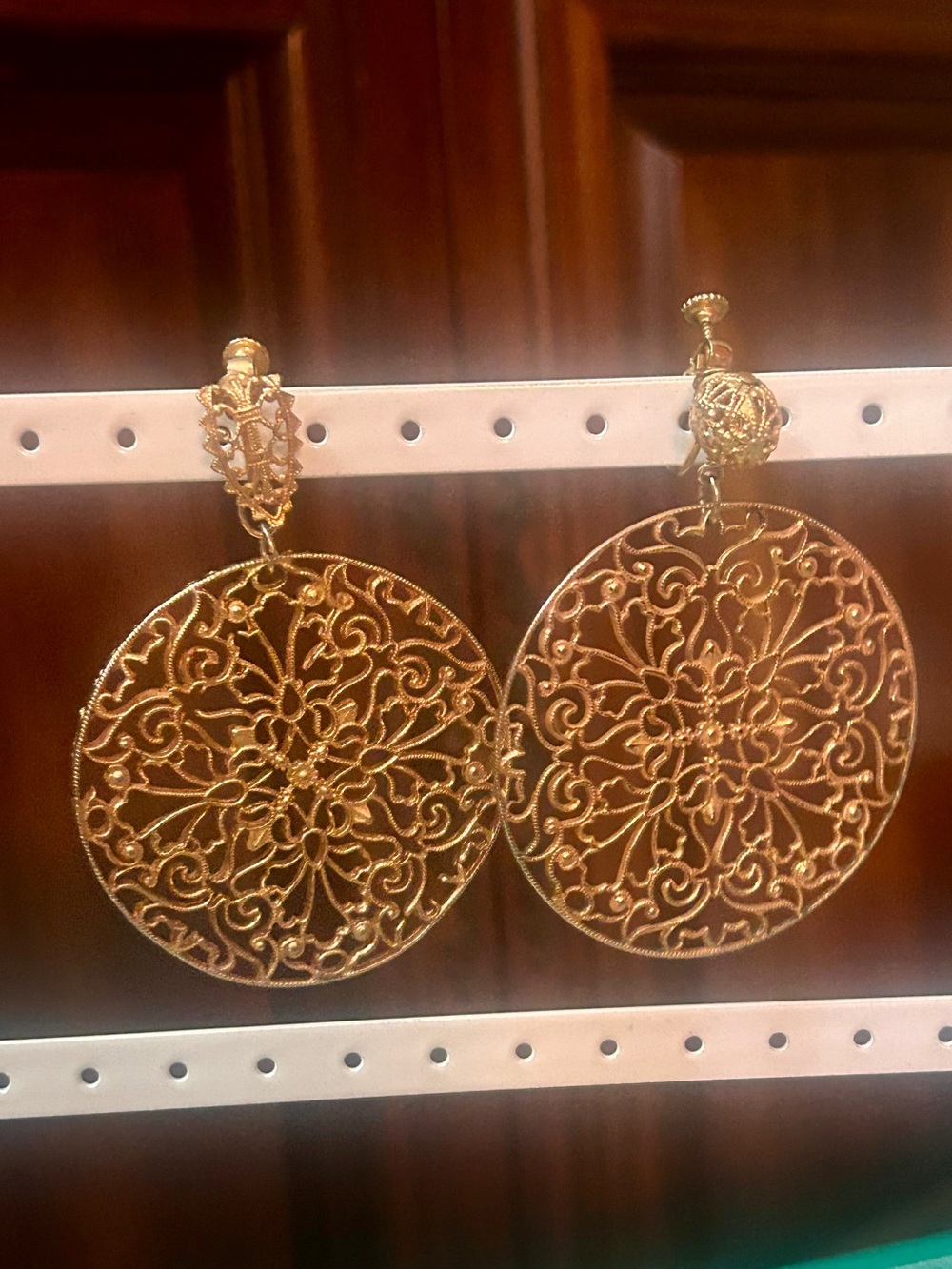 STUNNING Vintage Napier SIGNED Clip On Screw Back Earrings FILIGREE CROSS X